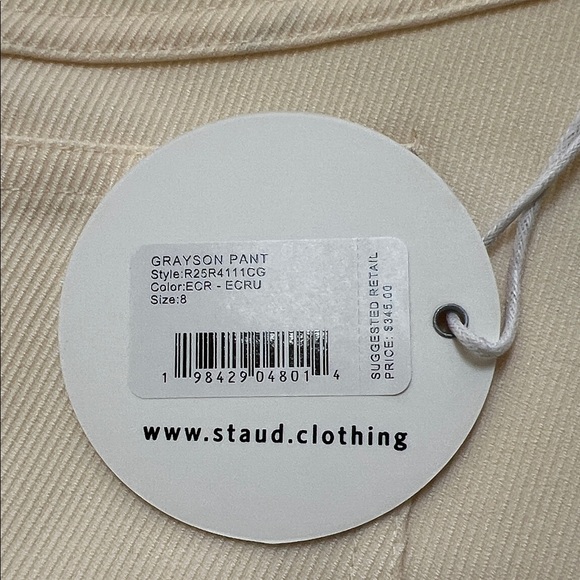 STAUD Grayson Pant - Ecru size 8 - Picture 3 of 9
